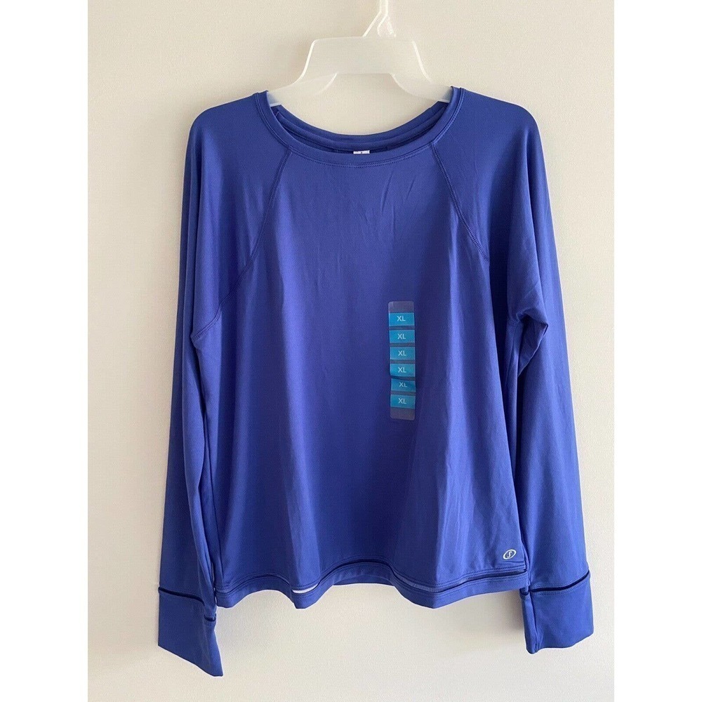 Spalding | Womens Top Size XL Blue Filament Long Sleeve Tee Crewneck Pullover